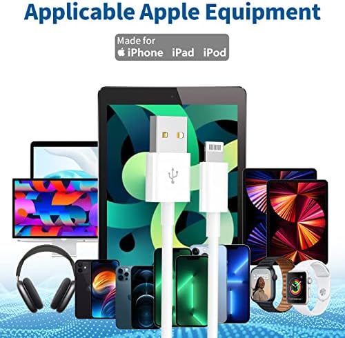 מטען אייפד מטען iPhone [Apple MFI Certified], TiavalMax 12W מהיר מטען קיר USB מהיר תקע נסיעה מתקפל נייד עם כבל ברק לאייפון, iPad, iPad